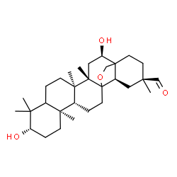 ChemSpider 2D Image | (3beta,5xi,13xi,16alpha,17xi)-3,16-Dihydroxy-13,28-epoxyoleanan-29-al | C30H48O4
