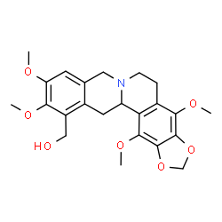 ChemSpider 2D Image | (4,10,11,14-Tetramethoxy-5,8,13,13a-tetrahydro-6H-[1,3]dioxolo[4,5-g]isoquinolino[3,2-a]isoquinolin-12-yl)methanol | C23H27NO7