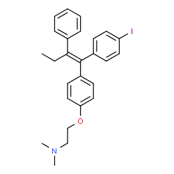 ChemSpider 2D Image | 2-{4-[(1Z)-1-(4-Iodophenyl)-2-phenyl-1-buten-1-yl]phenoxy}-N,N-dimethylethanamine | C26H28INO