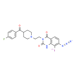ChemSpider 2D Image | 7-Azido-3-{2-[4-(4-fluorobenzoyl)-1-piperidinyl]ethyl}-8-(~125~I)iodo-2,4(1H,3H)-quinazolinedione | C22H21FIN6O3
