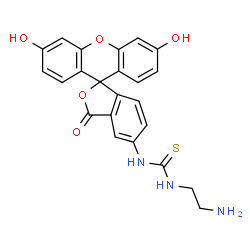 ChemSpider 2D Image | 1-(2-Aminoethyl)-3-(3',6'-dihydroxy-3-oxo-3H-spiro[2-benzofuran-1,9'-xanthen]-5-yl)thiourea | C23H19N3O5S