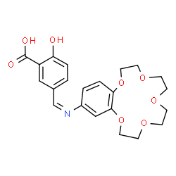 ChemSpider 2D Image | 2-Hydroxy-5-[(Z)-(2,3,5,6,8,9,11,12-octahydro-1,4,7,10,13-benzopentaoxacyclopentadecin-15-ylimino)methyl]benzoic acid | C22H25NO8
