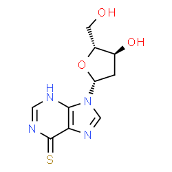 ChemSpider 2D Image | 9-(2-Deoxy-beta-D-erythro-pentofuranosyl)-3,9-dihydro-6H-purine-6-thione | C10H12N4O3S