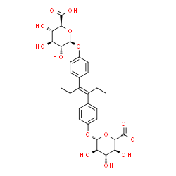 ChemSpider 2D Image | 4-{(3E)-4-[4-(beta-D-Glucopyranuronosyloxy)phenyl]-3-hexen-3-yl}phenyl beta-D-glucopyranosiduronic acid | C30H36O14