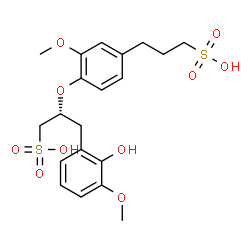 ChemSpider 2D Image | (2R)-3-(2-Hydroxy-3-methoxyphenyl)-2-[2-methoxy-4-(3-sulfopropyl)phenoxy]-1-propanesulfonic acid | C20H26O10S2