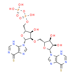 ChemSpider 2D Image | [(2R,3R,4R,5R)-4-[[(2R,3S,4R,5R)-3,4-dihydroxy-5-(6-thioxo-3H-purin-9-yl)tetrahydrofuran-2-yl]methoxy]-3-hydroxy-5-(6-thioxo-3H-purin-9-yl)tetrahydrofuran-2-yl]methyl phosphono hydrogen phosphate | C20H24N8O13P2S2