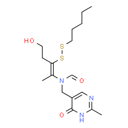 ChemSpider 2D Image | N-[(2Z)-5-Hydroxy-3-(pentyldisulfanyl)-2-penten-2-yl]-N-[(2-methyl-6-oxo-1,6-dihydro-5-pyrimidinyl)methyl]formamide | C17H27N3O3S2