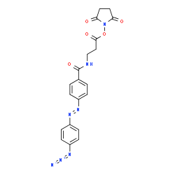 ChemSpider 2D Image | 2,5-Dioxo-1-pyrrolidinyl N-{4-[(E)-(4-azidophenyl)diazenyl]benzoyl}-beta-alaninate | C20H18N7O5