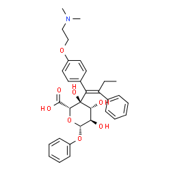 ChemSpider 2D Image | Phenyl 4-C-[(1Z)-1-{4-[2-(dimethylamino)ethoxy]phenyl}-2-phenyl-1-buten-1-yl]-beta-D-glucopyranosiduronic acid | C32H37NO8