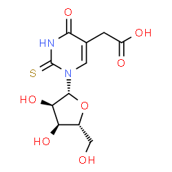 ChemSpider 2D Image | 5-(Carboxymethyl)-1-(beta-D-ribofuranosyl)-2-thioxo-2,3-dihydro-4(1H)-pyrimidinone | C11H14N2O7S