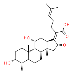 ChemSpider 2D Image | (3alpha,4alpha,8alpha,9beta,11alpha,13alpha,14beta,16beta,17Z)-3,11,16-Trihydroxy-4,14-dimethyl-18-norcholesta-17,24-dien-21-oic acid | C28H44O5