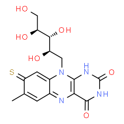 ChemSpider 2D Image | 5-Deoxy-5-(7-methyl-2,4-dioxo-8-thioxo-1,3,4,8-tetrahydrobenzo[g]pteridin-10(2H)-yl)-D-ribitol | C16H18N4O6S