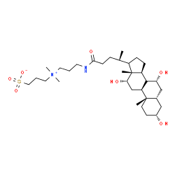 ChemSpider 2D Image | 3-[Dimethyl(3-{[(3alpha,5beta,7alpha,8xi,12alpha,17xi)-3,7,12-trihydroxy-24-oxocholan-24-yl]amino}propyl)ammonio]-1-propanesulfonate | C32H58N2O7S