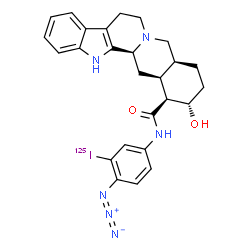 ChemSpider 2D Image | (16beta,17alpha,20alpha)-N-[4-Azido-3-(~125~I)iodophenyl]-17-hydroxyyohimban-16-carboxamide | C26H28IN6O2