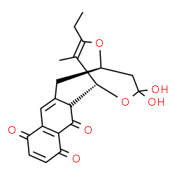 ChemSpider 2D Image | (1R,13R,15Z)-15-Ethyl-18,18-dihydroxy-16-methyl-14,17-dioxatetracyclo[11.3.3.0~2,11~.0~4,9~]nonadeca-4(9),6,10,15-tetraene-3,5,8-trione | C20H20O7