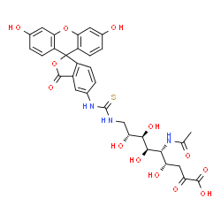 ChemSpider 2D Image | (4S,5R,6R,7R,8R)-5-Acetamido-9-{[(3',6'-dihydroxy-3-oxo-3H-spiro[2-benzofuran-1,9'-xanthen]-5-yl)carbamothioyl]amino}-4,6,7,8-tetrahydroxy-2-oxononanoic acid | C32H31N3O13S
