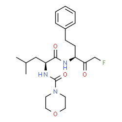 ChemSpider 2D Image | N-[(3S)-1-Fluoro-2-oxo-5-phenyl-3-pentanyl]-N~2~-(4-morpholinylcarbonyl)-L-leucinamide | C22H32FN3O4