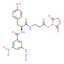 ChemSpider 2D Image | 2,5-Dioxo-1-pyrrolidinyl N-(3-azido-5-nitrobenzoyl)-L-tyrosyl-beta-alaninate | C23H22N7O9