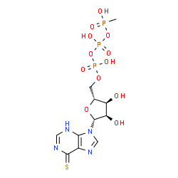 ChemSpider 2D Image | 9-(5-O-{Hydroxy[(hydroxy{[hydroxy(methyl)phosphoryl]oxy}phosphoryl)oxy]phosphoryl}-beta-D-ribofuranosyl)-3,9-dihydro-6H-purine-6-thione | C11H17N4O12P3S