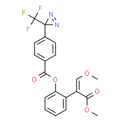 ChemSpider 2D Image | 2-[(1Z)-1,3-Dimethoxy-3-oxo-1-propen-2-yl]phenyl 4-[3-(trifluoromethyl)-3H-diaziren-3-yl]benzoate | C20H15F3N2O5