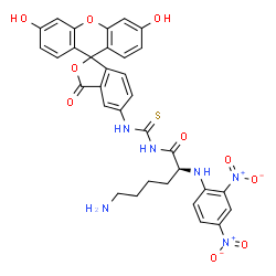 ChemSpider 2D Image | N-[(3',6'-Dihydroxy-3-oxo-3H-spiro[2-benzofuran-1,9'-xanthen]-5-yl)carbamothioyl]-N~2~-(2,4-dinitrophenyl)-L-lysinamide | C33H28N6O10S