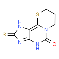ChemSpider 2D Image | 2-Thioxo-2,4,8,9-tetrahydro-7H-[1,3]thiazino[2,3-i]purin-5(1H)-one | C8H8N4OS2