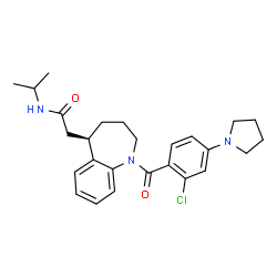 ChemSpider 2D Image | 2-{(5R)-1-[2-Chloro-4-(1-pyrrolidinyl)benzoyl]-2,3,4,5-tetrahydro-1H-1-benzazepin-5-yl}-N-isopropylacetamide | C26H32ClN3O2