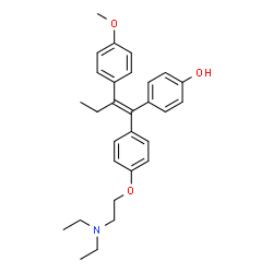 ChemSpider 2D Image | 4-[(1E)-1-{4-[2-(Diethylamino)ethoxy]phenyl}-2-(4-methoxyphenyl)-1-buten-1-yl]phenol | C29H35NO3