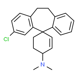 ChemSpider 2D Image | 3'-Chloro-N,N-dimethyl-10',11'-dihydrospiro[cyclohex-2-ene-1,5'-dibenzo[a,d][7]annulen]-4-amine | C22H24ClN