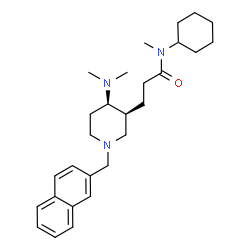 ChemSpider 2D Image | N-Cyclohexyl-3-[(3S,4R)-4-(dimethylamino)-1-(2-naphthylmethyl)-3-piperidinyl]-N-methylpropanamide | C28H41N3O