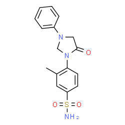 ChemSpider 2D Image | 3-Methyl-4-(5-oxo-3-phenyl-1-imidazolidinyl)benzenesulfonamide | C16H17N3O3S
