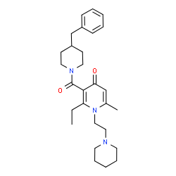 ChemSpider 2D Image | 3-[(4-Benzyl-1-piperidinyl)carbonyl]-2-ethyl-6-methyl-1-[2-(1-piperidinyl)ethyl]-4(1H)-pyridinone | C28H39N3O2