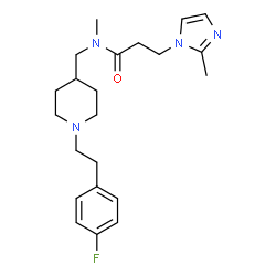 ChemSpider 2D Image | N-({1-[2-(4-Fluorophenyl)ethyl]-4-piperidinyl}methyl)-N-methyl-3-(2-methyl-1H-imidazol-1-yl)propanamide | C22H31FN4O