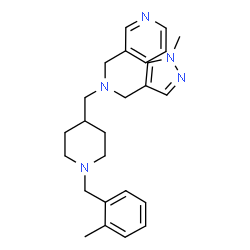 ChemSpider 2D Image | 1-[1-(2-Methylbenzyl)-4-piperidinyl]-N-[(1-methyl-1H-pyrazol-4-yl)methyl]-N-(3-pyridinylmethyl)methanamine | C25H33N5