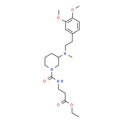 ChemSpider 2D Image | Ethyl N-[(3-{[2-(3,4-dimethoxyphenyl)ethyl](methyl)amino}-1-piperidinyl)carbonyl]-beta-alaninate | C22H35N3O5