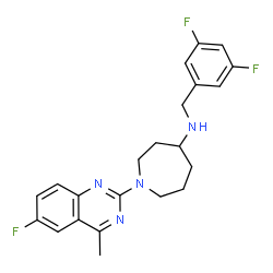 ChemSpider 2D Image | N-(3,5-Difluorobenzyl)-1-(6-fluoro-4-methyl-2-quinazolinyl)-4-azepanamine | C22H23F3N4