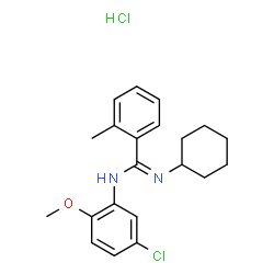 ChemSpider 2D Image | N-(5-Chloro-2-methoxyphenyl)-N'-cyclohexyl-2-methylbenzenecarboximidamide hydrochloride (1:1) | C21H26Cl2N2O