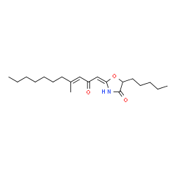 ChemSpider 2D Image | (2E)-2-[(3E)-4-Methyl-2-oxo-3-undecen-1-ylidene]-5-pentyl-1,3-oxazolidin-4-one | C20H33NO3