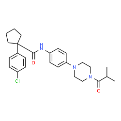 ChemSpider 2D Image | 1-(4-Chlorophenyl)-N-[4-(4-isobutyryl-1-piperazinyl)phenyl]cyclopentanecarboxamide | C26H32ClN3O2