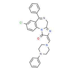 ChemSpider 2D Image | (2E)-8-Chloro-6-phenyl-2-[(4-phenyl-1-piperazinyl)methylene]-2,4-dihydro-1H-imidazo[1,2-a][1,4]benzodiazepin-1-one | C28H24ClN5O