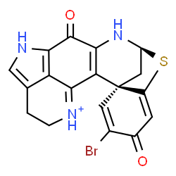 ChemSpider 2D Image | (1S,14S)-19-Bromo-11,18-dioxo-15-thia-9,13-diaza-4-azoniahexacyclo[12.6.1.1~3,7~.0~1,16~.0~2,12~.0~10,22~]docosa-2(12),3,7,10(22),16,19-hexaene | C18H13BrN3O2S
