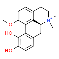 ChemSpider 2D Image | (6aS)-10,11-Dihydroxy-1-methoxy-6,6-dimethyl-5,6,6a,7-tetrahydro-4H-dibenzo[de,g]quinolinium | C19H22NO3