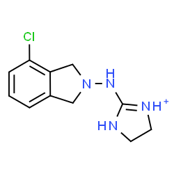 ChemSpider 2D Image | 2-[(4-Chloro-1,3-dihydro-2H-isoindol-2-yl)amino]-4,5-dihydro-1H-imidazol-1-ium | C11H14ClN4