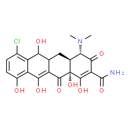 ChemSpider 2D Image | (4S,4aS,12aR)-7-Chloro-4-(dimethylamino)-1,6,10,11,12a-pentahydroxy-3,12-dioxo-3,4,4a,5,5a,6,12,12a-octahydro-2-tetracenecarboxamide | C21H21ClN2O8