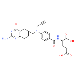 ChemSpider 2D Image | N-(4-{[(2-Amino-4-oxo-1,4,5,6,7,8-hexahydro-6-quinazolinyl)methyl](2-propyn-1-yl)amino}benzoyl)glutamic acid | C24H27N5O6