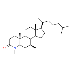ChemSpider 2D Image | (4aR,6aR,7R,10S)-1,4a,6a,10-Tetramethyl-7-[(2R)-6-methyl-2-heptanyl]hexadecahydro-2H-indeno[5,4-f]quinolin-2-one | C28H49NO