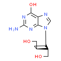 ChemSpider 2D Image | 2-amino-9-[(1R,3R)-2,3-bis(hydroxymethyl)cyclobutyl]-9H-purin-6-ol | C11H15N5O3