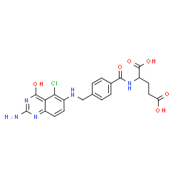 ChemSpider 2D Image | N-(4-{[(2-amino-5-chloro-4-hydroxyquinazolin-6-yl)amino]methyl}benzoyl)glutamic acid | C21H20ClN5O6