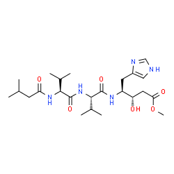 ChemSpider 2D Image | Methyl 2,4,5-trideoxy-5-(1H-imidazol-4-yl)-4-{[N-(3-methylbutanoyl)-L-valyl-L-valyl]amino}-L-threo-pentonate | C24H41N5O6