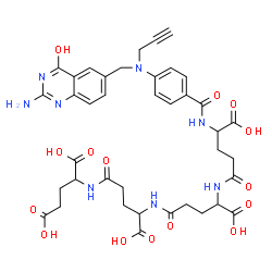 ChemSpider 2D Image | N-(4-{[(2-Amino-4-oxo-1,4-dihydro-6-quinazolinyl)methyl](2-propyn-1-yl)amino}benzoyl)-gamma-glutamyl-gamma-glutamyl-gamma-glutamylglutamic acid | C39H44N8O15